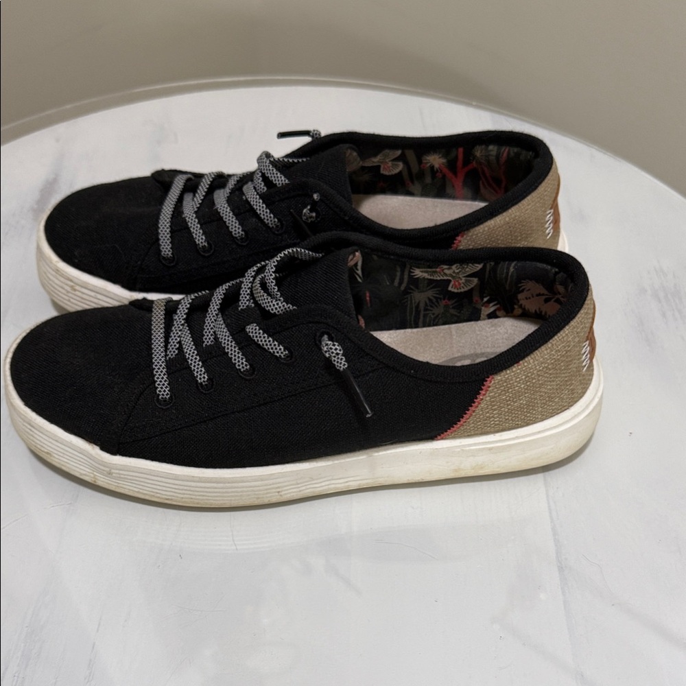 Hey Dude Black and Tan Women's Sneakers